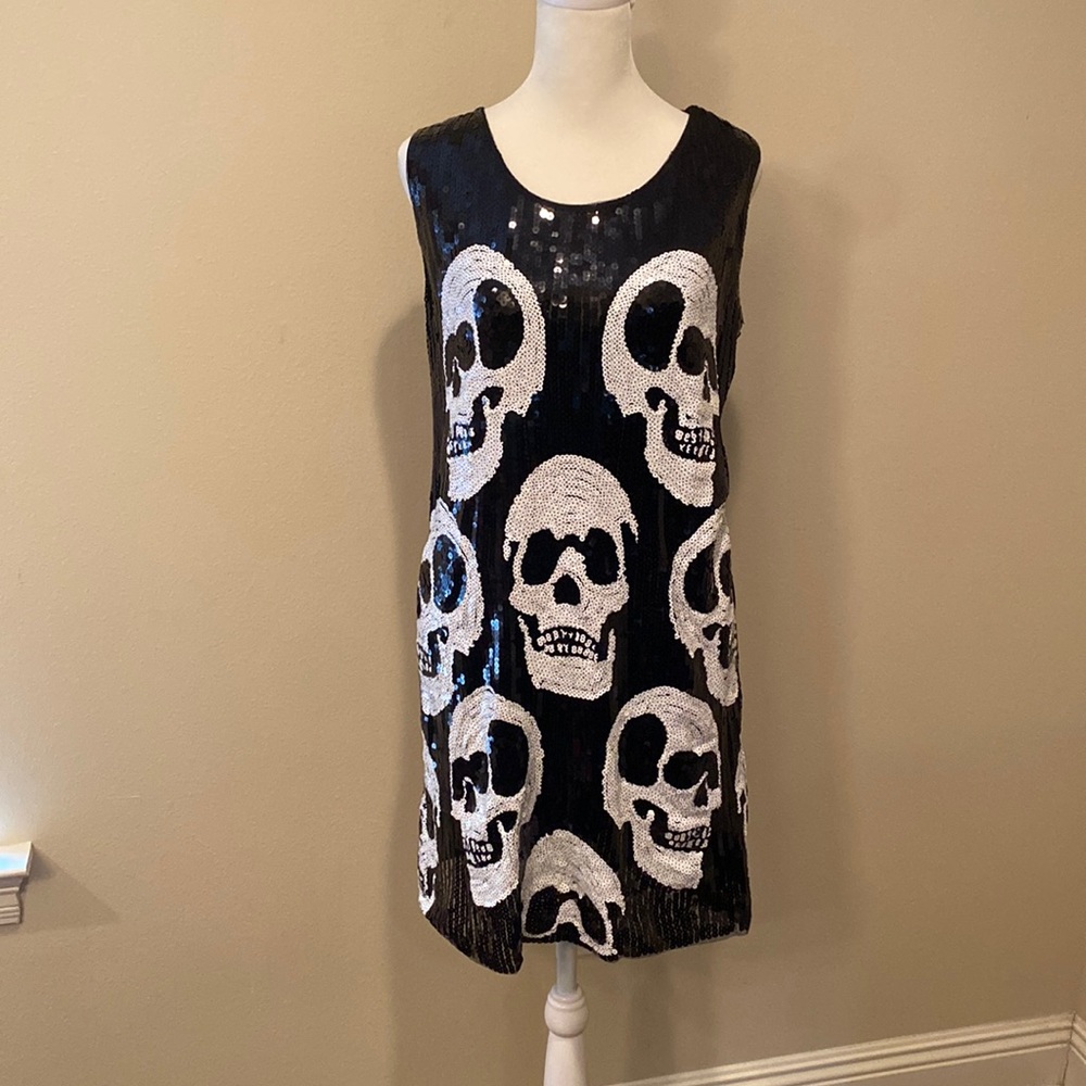 Sequin Skull Shift Dress